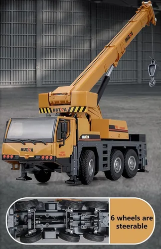 Vista 6 de Gemini&Genius Juguetes autocrane a escala 1/50, vehículo de construcción de camión grúa, modelos de automóviles de ingeniería de camiones
