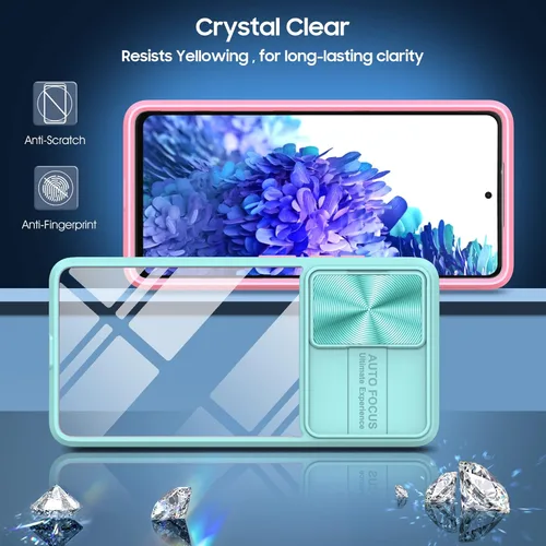 Vista 4 de Funda para teléfono Samsung Galaxy S20 FE 5G, no amarilla Parte trasera transparente combinada borde colorido a prueba de golpes para mujeres