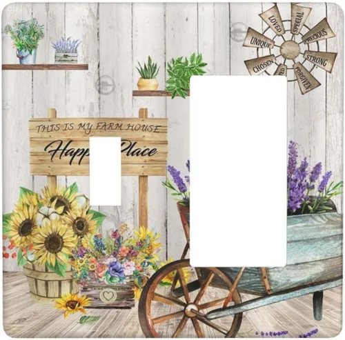 Vista 15 de Bear Moose Lodge Woodland - Placa de interruptor de luz dúplex individual de 1 banda, cubierta de salida decorativa de pared, placa frontal