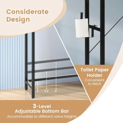 Vista 8 de Giantex Armario de almacenamiento sobre el inodoro, ahorro de espacio independiente sobre el inodoro, almacenamiento sobre el inodoro con puerta