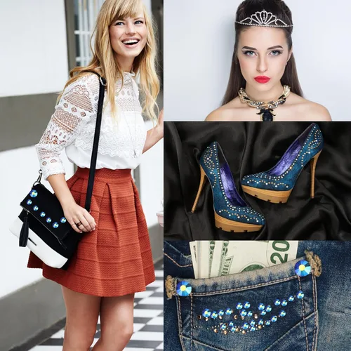 Vista 110 de Hot Fix - Diamantes de imitación de cristal con parte trasera plana, gemas de diamante de 0.189 in (20 ss, 1440 unidades, rojo)