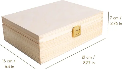 Vista 2 de Creative Deco Caja de té de madera sin pintar con tapa, 6 compartimentos, 8.3 x 6.3 x 2.8 in, madera natural, organizador de compartimento de lujo
