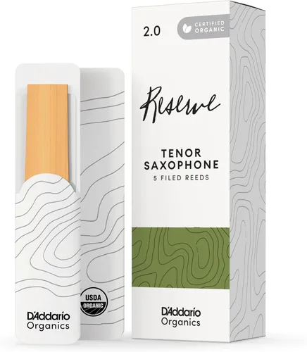 D'Addario Organic Reserve - Cañas para saxofón tenor, selladas individualmente, fuerza 2.0, paquete de 5