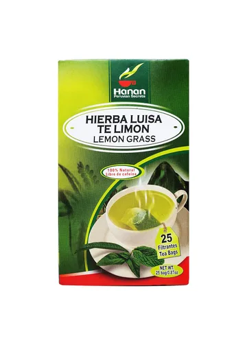Vista 3 de Hanan Peruvian Secrets Hierba Luisa Te Limon Hierba de limón 100% natural 25 bolsas de té Ayuda naturalmente a aliviar el estrés ocasional