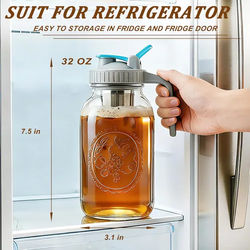 Vista 6 de GMSWEET Mason Jar - Cafetera fría de 64 onzas (2 cuartos de galón) de boca ancha con filtro de preparación para café, té helado, té solar, limonada
