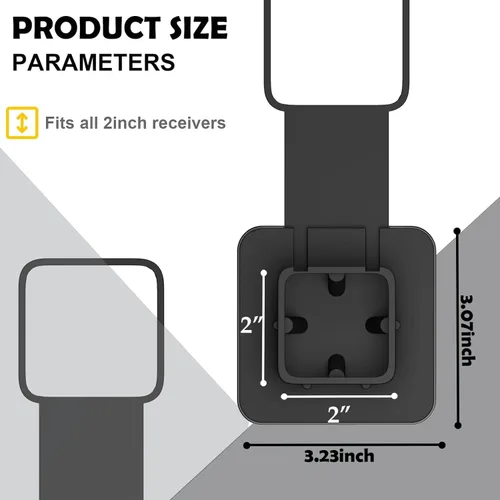 Vista 7 de eVerHitch Cubierta de enganche de bandera negra, enchufe de tubo (se adapta a receptor de 2 pulgadas, negro)
