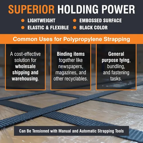 Vista 4 de Strapping Pro - Rollo de flejado de polipropileno de grado manual de resistencia industrial para envío de cajas