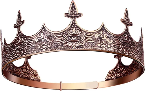 Vista 6 de Corona de rey para hombres, boda medieval, accesorios de corona real para niño Plata envejecida