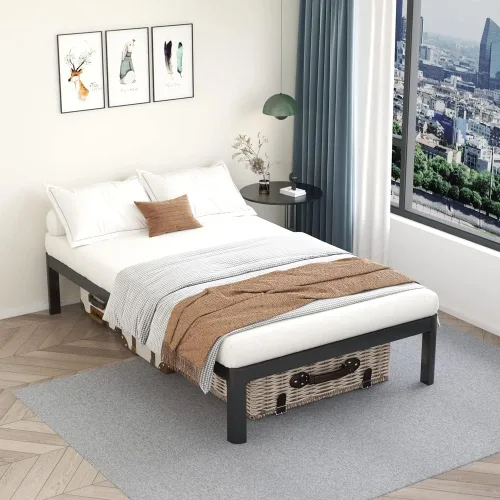 Vista 2 de MAF - Base de cama metálica de 18 pulgadas, tamaño individual, con patas redondas anticolisión, color negro, base de cama resistente de 3500 libras