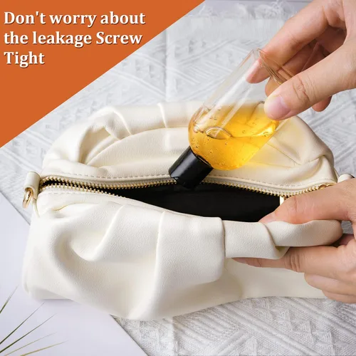 Vista 6 de Botellas de viaje de plástico transparente para artículos de tocador con tapas superiores de disco, paquete de 6 recipientes de 3.4 onzas aprobados