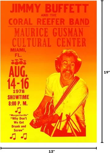 Vista 4 de Jimmy Buffett Concierto Poster, Get Drunk & Tornillo, Florida
