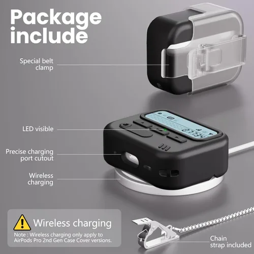 Vista 7 de (con Bloqueo de Seguridad) Fundas para Buscapersonas Compatibles con AirPods Pro de 2ª Generación Cubierta de Estuche con Kit de Limpieza, TPU Duro