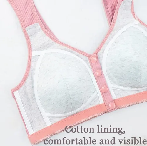 Vista 5 de Hebilla frontal de gran tamaño sin anillo de acero Sujetadores grandes Pechos pequeños Cómodo transpirable Sujetador de señoras