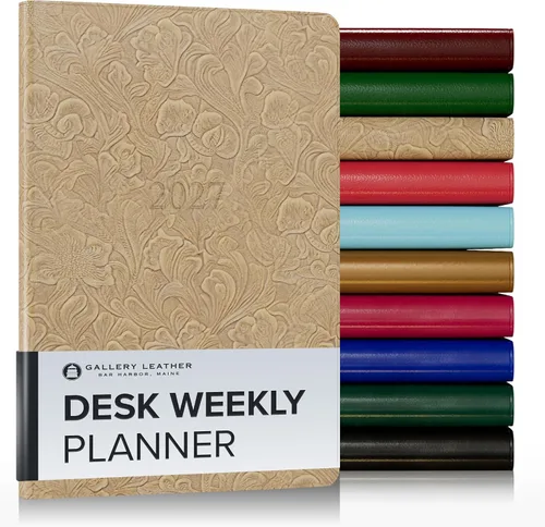 Vista 87 de Gallery Leather Agenda semanal grande 2026-2027 Acadia Hydrangea Hortensia Acadia