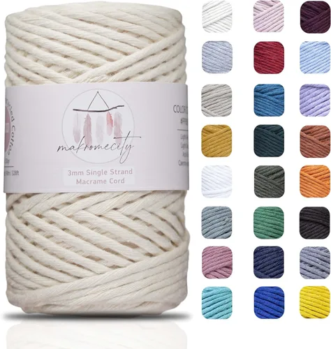 Vista 33 de Makromecity, Cordón de macramé de un solo hilo de 3 mm x 100 yardas (300 pies) de 3 mm de cordón de algodón azul bebé para arte y manualidades