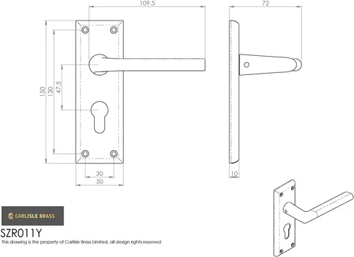 Vista 3 de Carlisle Brass SZR011YSN - Manija de puerta, níquel satinado