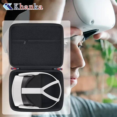 Vista 8 de khanka Funda rígida de transporte para Meta Quest 3Oculus Meta Quest 3s Caja de almacenamiento de viaje EVA a prueba de golpes compatible