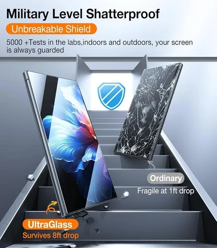 Vista 3 de UltraGlass Unbreak Top 9H+ Vidrio para Samsung Galaxy S24 Ultra Protector de Pantalla [Grado Militar Irrompible y Más Duradero] Protector