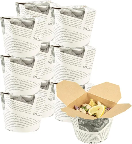 Vista 10 de Restaurantware Bio Tek - Contenedores de comida de 3.2 x 2.9 x 4 pulgadas, 200 cajas de fideos duraderas, desechables y sostenibles, cajas redondas