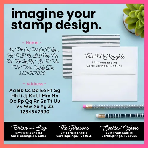 Vista 3 de ExcelMark Sello de dirección de devolución personalizado – Sello de goma autoentintado – 3 tamaños y 8 diseños para elegir