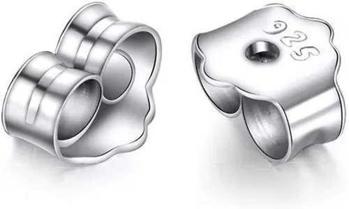 Vista 3 de 25 pares de aretes de plata de ley 925 con almohadilla plana, hipoalergénicos, en blanco, con parte trasera de plata de ley 925 para hacer joyas