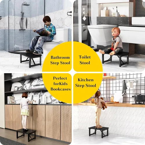 Vista 61 de Taburete de pie para adultos y niños, taburete resistente para armario, taburete de pie resistente para cocina, baño, dormitorio, soporta hasta 500