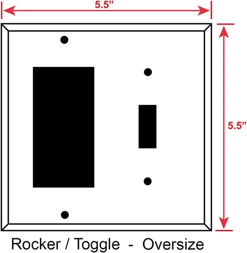 Vista 3 de Placa de pared de metal combinada de 2 cuadrillas de gran tamaño – (1) decorador/GFCI/Rocker con (1) cubierta de placa de interruptor de luz