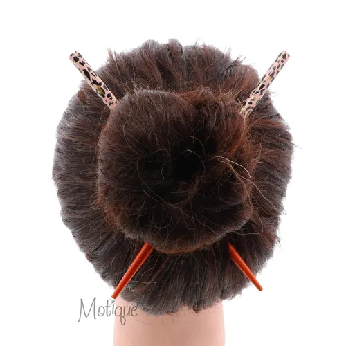 Vista 2 de Señora china impresión y animal print palos de pelo para las mujeres - naranja