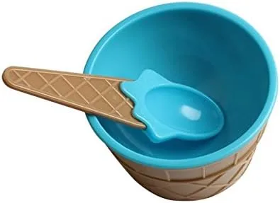 Vista 3 de BCDlily Cuencos para helado, juego de cuencos y cucharas de postre, tazas de plástico para postre para helado, aperitivos, soufflé, yogur helado