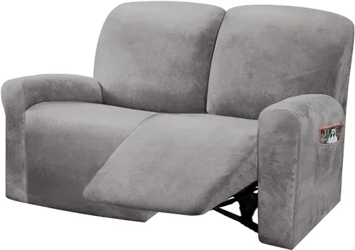 Vista 13 de ULTICOR Funda reclinable para sofá biplaza, 48 a 65 pulgadas de largo, 6 fundas de sofá reclinable elásticas de terciopelo para sofá biplaza de 2