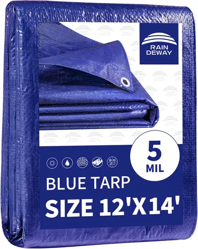 Vista 76 de RAINDEWAY Tarps - Lona impermeable de color azul de 4 x 16 pies de grosor, resistente a desgarros, multiusos, para techo, campamento, automóvil