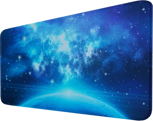 Vista 9 de Alfombrilla grande para mouse, (31.5 x 11.8 pulgadas), base de goma natural antideslizante duradera con bordes cosidos, tapete impermeable