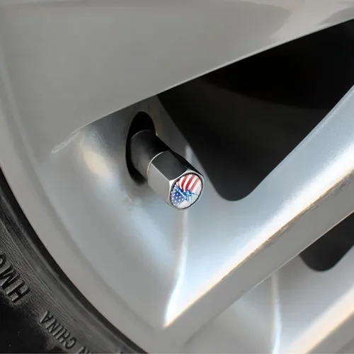 Vista 7 de Pack-4 Tapones de vástago de válvula de automóvil, tapones de aire para neumáticos con llave, cubiertas de sellado, universales para la mayoría