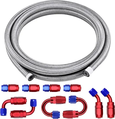 Vista 15 de 6AN Kit de Accesorios de Línea de Combustible PTFE de 10 Pies, Manguera de Combustible Trenzada de Nylon E85 con Kit de Adaptadores de Accesorios