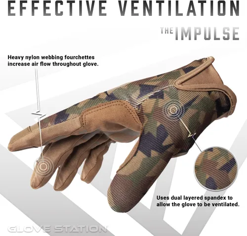 Vista 3 de Glove Station The Impulse 1.0 Tactical Gloves for Men with Touchscreen Compatibility – Suede Leather & Spandex Shooting Gloves for Motorcycle