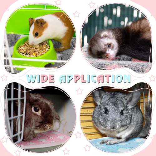 Vista 6 de Haull 4 piezas de ropa de cama impermeable de conejillo de indias de invierno, cama de conejillo de indias, forros de jaula de felpa, tapete suave