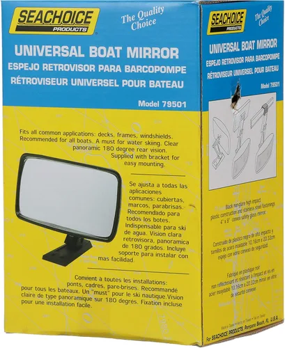 Vista 6 de SEACHOICE Espejo universal para barco, 8 pulg. X 4 pulg. Vidrio de seguridad convexo, carcasa de plástico ABS negro