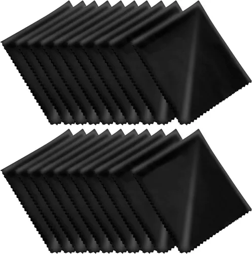 Paños de limpieza de microfibra (6 x 7 pulgadas), paquete de 20 unidades en bolsa de vinilo individual, paño de limpieza de lentes para lentes,