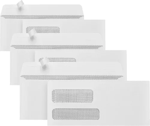 500 No. 9 Double Window Security Envelopes - Designed for Quickbooks Invoices and Business Statements with Self Seal Peel and Seal Flap - Number 9
