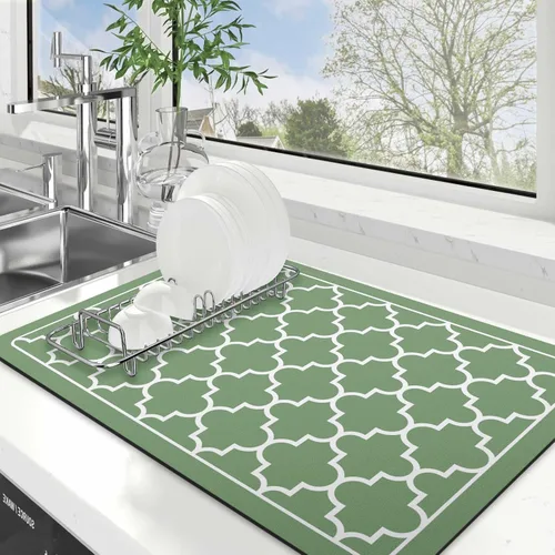 Vista 20 de WISELIFE Tapete de secado de platos súper absorbente, tapete grande para secar platos para encimera de cocina, tapete de secado de platos fácil
