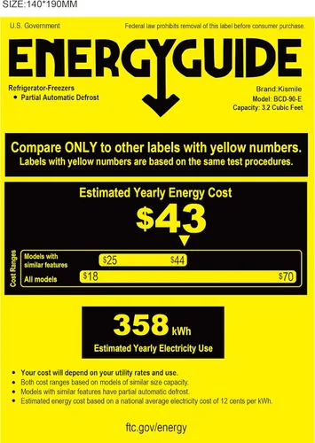 Vista 8 de Kismile - Refrigerador mini con congelador, de 3.2 pies cúbicos, refrigerador mini compacto con doble puerta 2, temperatura ajustable