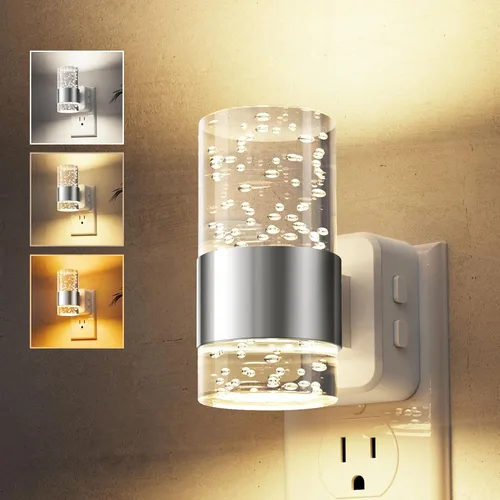 Vista 10 de L LOHAS LED Luz nocturna, paquete de 2 luces nocturnas de burbujas de 3000 K enchufables a la pared, luces nocturnas acrílicas con sensor de luz