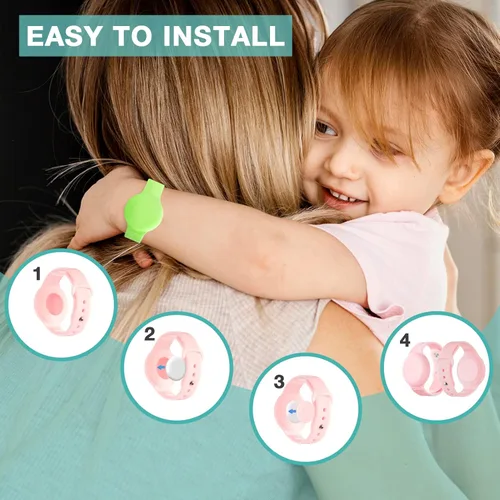 Vista 3 de Pulsera impermeable para Airtag para niños (paquete de 2) - Pulsera de silicona suave para niños, funda completa compatible con Apple Airtag