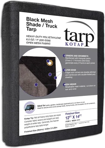 Vista 10 de Kotap Lona de malla negra resistente de 8 pies x 10 pies, 6.5 onzas, Artículo: MESH-0810