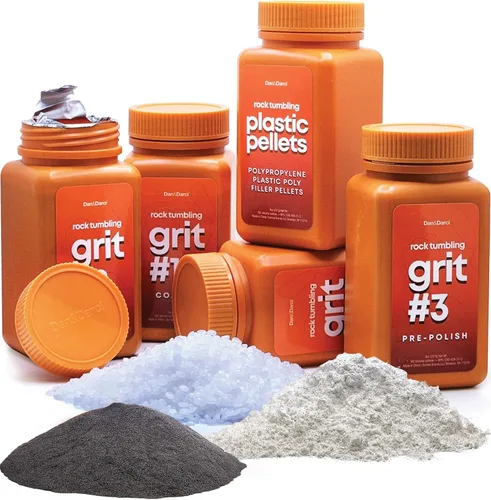 Dan&Darci Rock Tumbler - Kit de recambio de grano – 3.5 libras de medios de grano + pellets de plástico de polietileno – Recambios de pulido de