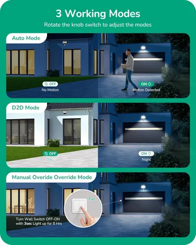 Vista 2 de EDISHINE Sensor de movimiento de 240 grados, detector de movimiento de repuesto para luces exteriores, tiempo ajustable y rango de detección