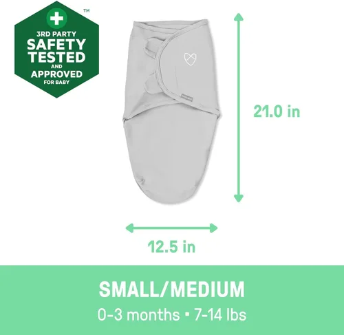 Vista 3 de SwaddleMe by Ingenuity - Manta original, 100% algodón, mejora el sueño y calma el reflejo de sobresalto, de 0 a 3 meses, paquete de 3 - abejas