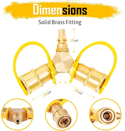 Vista 4 de GasOne - Adaptador divisor en Y de propano de conexión rápida de 1/4 pulgadas para remolque de RV y manguera de propano de conexión rápida