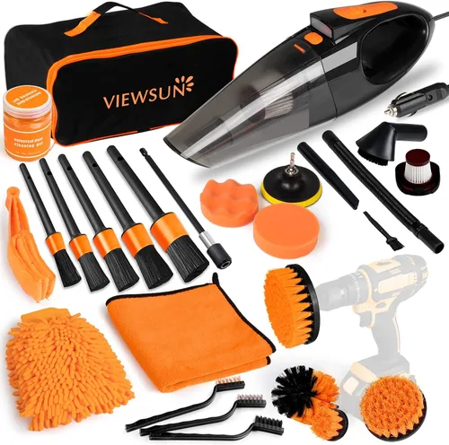 Vista 3 de Viewsun Kit de limpieza de coche 38PCS, suministros completos de limpieza de automóviles para limpieza profunda