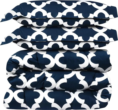 Vista 2 de Utopia Bedding - Juego de edredón Queen (azul marino) con 2 fundas de almohada - Juegos de edredón de cama - Edredón de plumón alternativo - Suave